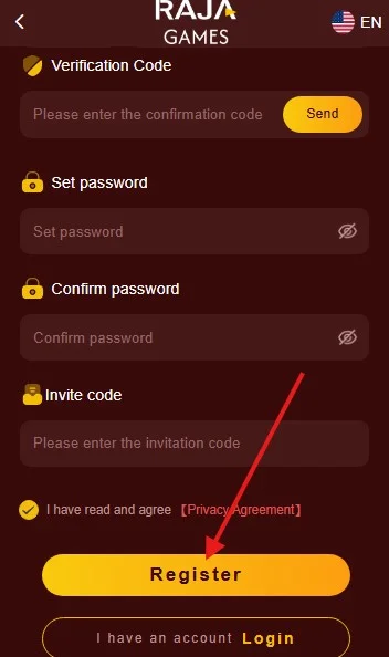 Click on the register button
